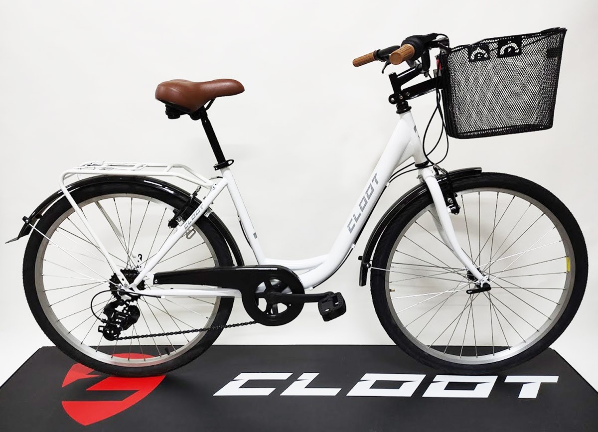 CLOOT Bicis de Paseo Relax Blanca-Bicicleta Paseo con Cambio Shimano 6V